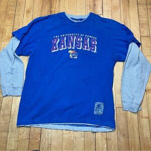 Kansas Jayhawks Layered Long Sleeve Tee - Blue/Gray